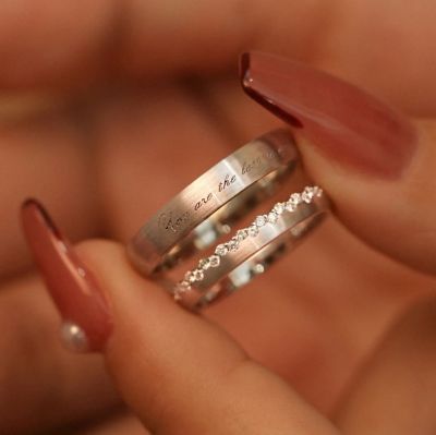 Fashion New Free Lettering Simple Style Rhinestone Rings for Women Men Romantic Couples Engagement Rings Gift Jewelry