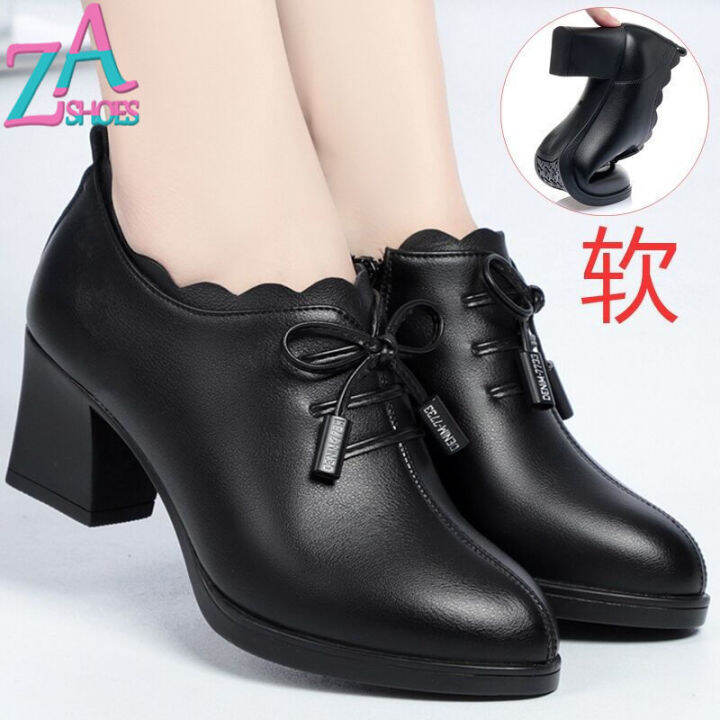 Korean Slip-On Shoes Black Shoes For Women Office Work Shoes Block Heels  Non-Slip Breathable Soft Sole Shoes 2021 New | Lazada Ph