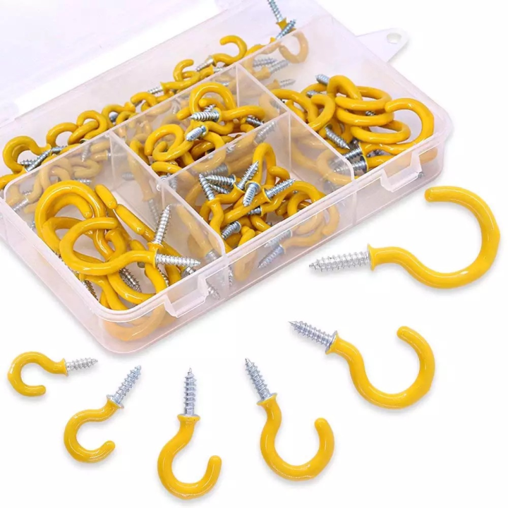 5pcs Yellow Pvc Coated Steel Screw Cup Hook 1 To 15 Inches Lazada Ph