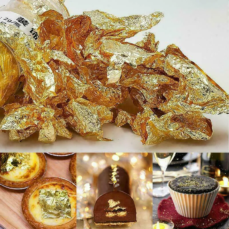 2g Edible Gold Leaf Foil Cooking Drink Food Dessert Cake Ice Cream  Decoration