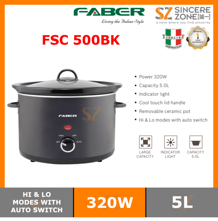 Faber FSC 500BK 5.0L Slow Cooker Lazada