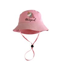 girls bucket hat unicorn hats cap accessories girls summer sun fishing hat cap for kids Windproof rope mommy and me bonnets