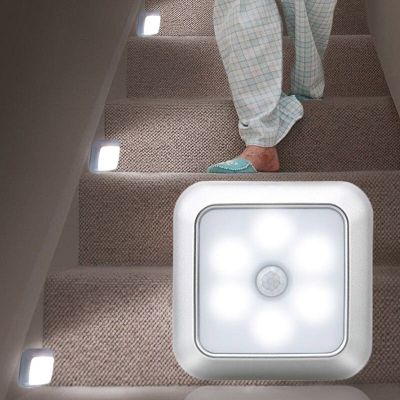 Wireless Motion Sensor Night Light Battery Operated LED Closet Cabinet Lamp Magnetic Base Wall Light For Stairs Kitchen Bedroom Night Lights
