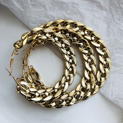 【YP】 Lifefontier Punk Oversized Large Hoop Earrings Twisted Big Round for Jewelry