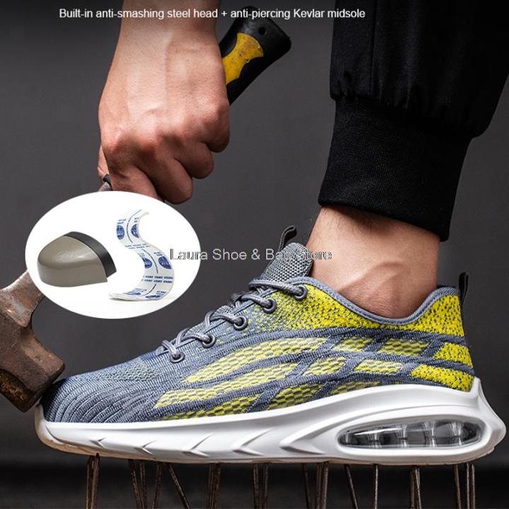 Air Cushion Men Safety Shoes Steel Toe Working Sneaker Man Construction