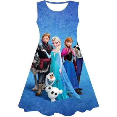 ดิสนีย์เครื่องแต่งกายสำหรับเด็กผู้หญิง Frozen 3D ชุดแฟนซี2-10ปีสำหรับวันเกิดปาร์ตี้ดิสนีย์ชุดเดรสเอลซ่า