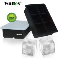 Walfos 6Grid Big Ice Tray Mold Jumbo Large Food Grade Silicone Ice Cube Square Tray Mold DIY Ice Maker Ice Cube Tray