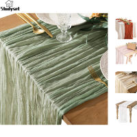 Studyset IN stock Cheesecloth Table Runner Boho Gauze Cheese Cloth Table Runner For Wedding Bridal Baby Shower Birthday Party Cake Table Decorations
