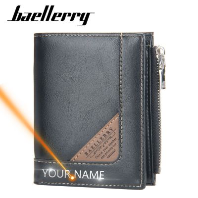 【JH】2021 New Men Wallets Free Name Customized Zipper Card Holder Male Purse High Quality PU Leather Coin Holder Men Wallets Carteria