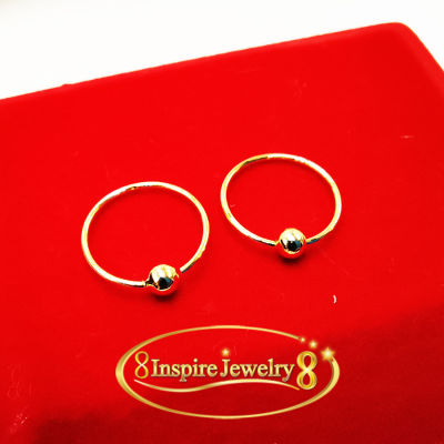 Inspire Jewelry, ต่างหูห่วงทอง สำหรับใส่ติดหู เด็กใส่ไปโรงเรียนได้ พร้อมกล่องตามแบบ