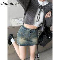 DaDulove? New Korean Version of Ins Retro Yellow Mud Denim Skirt High Waist A- line Skirt Large Size Bag Hip Skirt