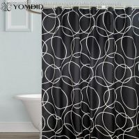 【CW】✒  YOMDID bath curtain white circle shower curtains waterproof thickened polyester with 12 pcs Hooks