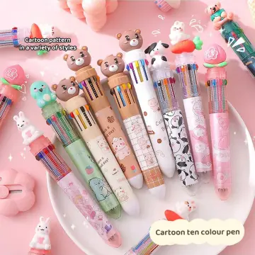 Cute Rabbit Animal Multicolor Pen, Ink Multicolor Pen in One, 10