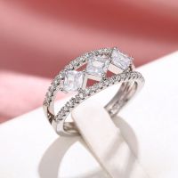 [COD] Cao Shi and full of square diamond zircon ring temperament womens romantic Day gift