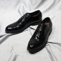 Fashion mens oxfords genuine patent leather male lace-up Oxford solid cap toe wedding party office formal dress shoes for men