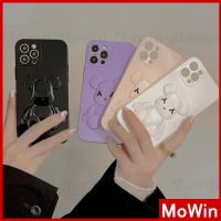 【คุณภาพสูง】Mowin - เคสไอโฟน iPhone 13 Pro Max เคส iPhone ซิลิโคนนุ่มเคสเหลี่ยมขอบ 3D หมีนูนสามมิติ สีดำ สีขาว สีชมพู สีม่วง โปร่งใส สไตล์เรียบง่าย สำหรับ iPhone 13 Pro Max iPhone 12 Pro Max iPhone 11 Pro Max iPhone 7 Plus 8 Plus