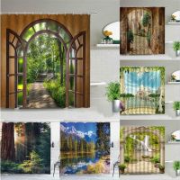 【hot】﹍  Window Landscape Creativity Shower Curtain Stone Scenery Curtains With