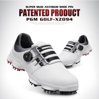 Pgm Golf Heren Comfortabele Knop Gesp Golf MenS Schoenen Waterdichte Lederen Sneakers Spikes Nagel Antislip Xz094