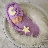 ❀♚₪ gregregregregre Atualizado Newborn Fotografia Props Meninos Meninas Malha Sleepy Hat Wrap Blanket Baby Photo Prop Costumes Shower Presente