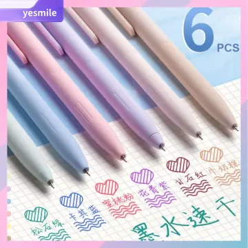 5Pcs/box Retractable Color Gel Pens with 0.5mm Refills Fine Point Morandi  Macaron Color Pens for School Office Cute Stationery