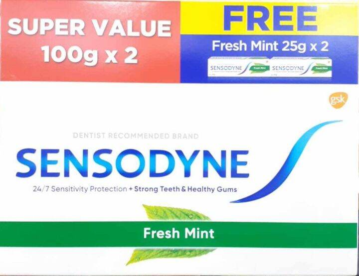 Sensodyne Fresh Mint 100g x 2 (Twin Pack) FOC Fresh Ming 25g x 2