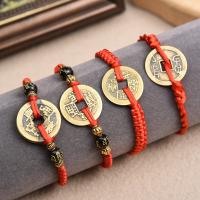 Lucky Red String Feng Shui Copper Coin Bracelet Bangle Handmade Adjustable Attract Money Wealth Bracelet for Women Men Charms and Charm Bracelet
