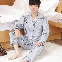 CAIYIER Autumn Winter Men Pajamas Set Turn-down Collar Long Sleeve Trousers Sleepwear Leisure Pyjama Night Pijamas Home Wear 3XL