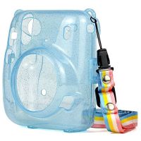 Transparent Mini Camera Bag Glitter Crystal Hard Shell with Detachable Shoulder Strap for Instax Mini 11