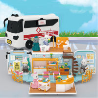 Ambulance Doctor Bus Forest Family DIY Miniature Furniture Dollhouse Accessories Scenes Car Model Girl Birthday Gift