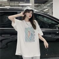 COD 2021 new summer white T-shirt womens short-sleeved loose Korean style versatile ins fashionable printed top