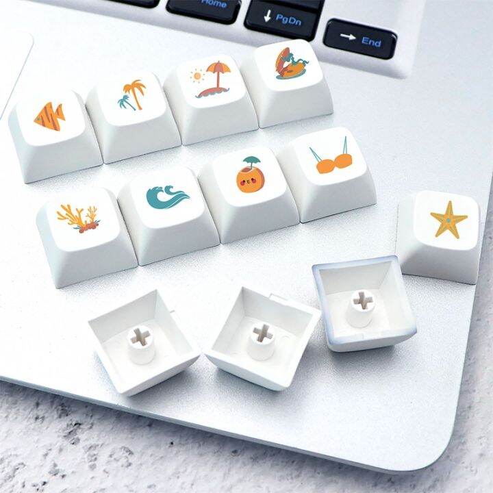 12-key-pbt-keycaps-xda-profile-สำหรับคีย์บอร์ดน่ารัก-keycap-sea-beach-theme-gaming-สำหรับ-key-caps-สำหรับ-mx-switches-d