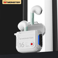 Monster XKT16 BT5.3 หูฟังไร้สาย หูฟังบลูทูธ หูฟังลดเสียงรบกวนเวลาแฝงต่ำ ความจุแบตเตอรี่ขนาดใหญ่สำหรับเล่นเกม ชุดหูฟังกีฬาพร้อมไมโครโฟน