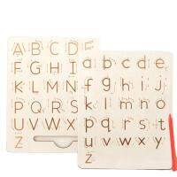 Wooden Number Letters Practicing Board Montessori Double-Sided Alphabet Tracing Tool Learning Write ABC Educational Toys for Kid