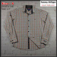 Tommy Hilfiger®แท้ อกจริง 38 ไซส์ S เสื้อเชิ้ตผู้ชาย ทอมมี่ ฮิลฟิกเกอร์ สีน้ำตาล แขนยาว เนื้อผ้าดี