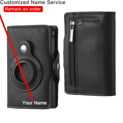 Customized Name Apple Airtags Wallet Men Leather Purse ID Credit Bank Card Holder Rfid Airtag Wallet Cardholder Zipper Coins Bag Card Holders
