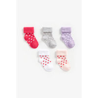 ถุงเท้าเด็กผู้หญิง Mothercare heart turn-over-top socks - 5 pack XA045