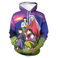 Inuyasha-sudaderas con capucha de Anime para hombre y mujer, ropa Harajuku para niños y niñas, estilo cómic de gran tamaño, otoño