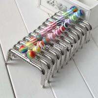 10PCS/LOT stripe lollipop Candy bead Metal Purse frame Kiss Clasp 10.5cm silver glaze lace Metal-opening Bags