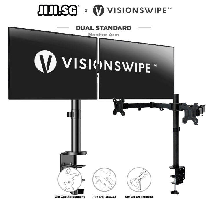 [JIJI.SG x VISIONSWIPE™] Dual Standard Monitor Arm / Desk Mount / Clamp / Desk Accessory / JT