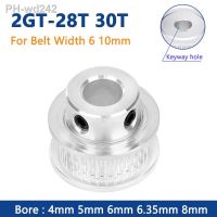 1pc 28T 30T 2GT Timing Pulley Bore 4 5 6 6.35 8mm for Width 6mm 10mm GT2 Synchronous Belt 3D Printer CNC Parts 28 30 Teeth