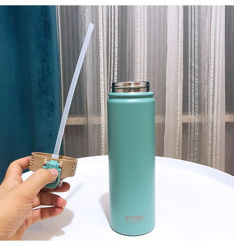 1pc Thermos Bottle with Straw 530ml 750ml Stainless Steel Thermal Cup Car  Insulated Flask Water Tumbler