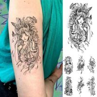 Waterproof Temporary Tattoo Sticker Evil Witch Sadan Medusa Butterfly Flower Body Art Stickers