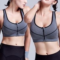 Hot Sports Bra Large Size Active Wear Women Gym Push Up Running Yoga Bra Crop Tops Fitness Zipper High Impact Vest UnderwearTH