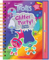 English original trolls glitter party! Childrens scraping and coloring book contains a wooden pen. Childrens educational art enlightenment aesthetic education Coloring Book