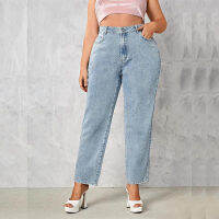 2022 Plus Size Women Jeans Autumn Dark Blue 175cm Tall Stretchy and Loose Washing Straight 6XL 100Kgs Curve Lady Thin Lady Pant