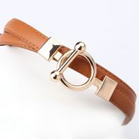 【CW】 Gold Buckle Thin Belt For Dress Adjustable PU Leather Women Belt Ladies Dress Belt Centure Femme