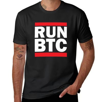 Run Btc T-Shirt Vintage Clothes Graphic T Shirts Plus Size T Shirts Short T-Shirt Plain Black T Shirts Men