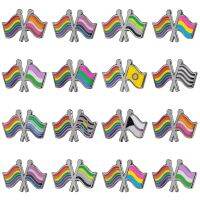 ☒ 10pcs a Lot Rainbow flag Lapel Pin Flag badge Brooch Pins Badges