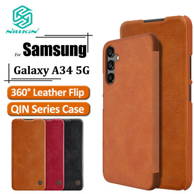 Nillkin เคสหนังฝาพับสำหรับ Samsung Galaxy A34 5G เคสศัพท์แบบกระเป๋าเงินหรูหราสไตล์ธุรกิจพร้อมช่องใส่การ์ดกระเป๋าศัพท์ฝาหลัง Cover823