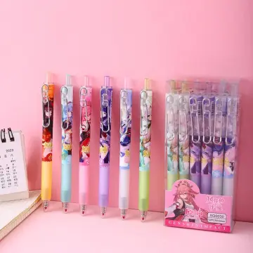 Genshin Impact Anime Black press Gel Pens Student Study Stationery 24 Pens/box